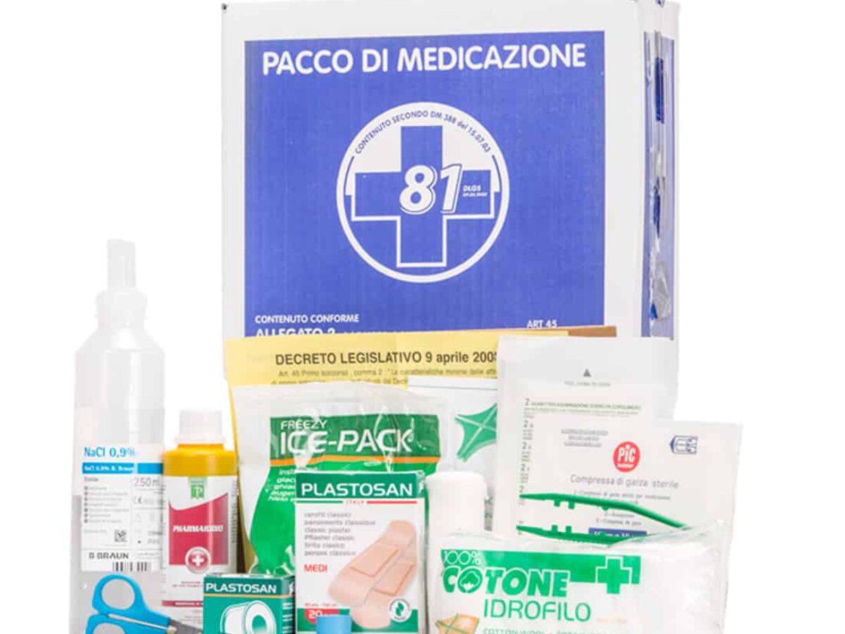 Kit Di Reintegro Cassetta Medica Primo Soccorso In Metallo Verniciato  Bianco 300 x 140 x 460mm